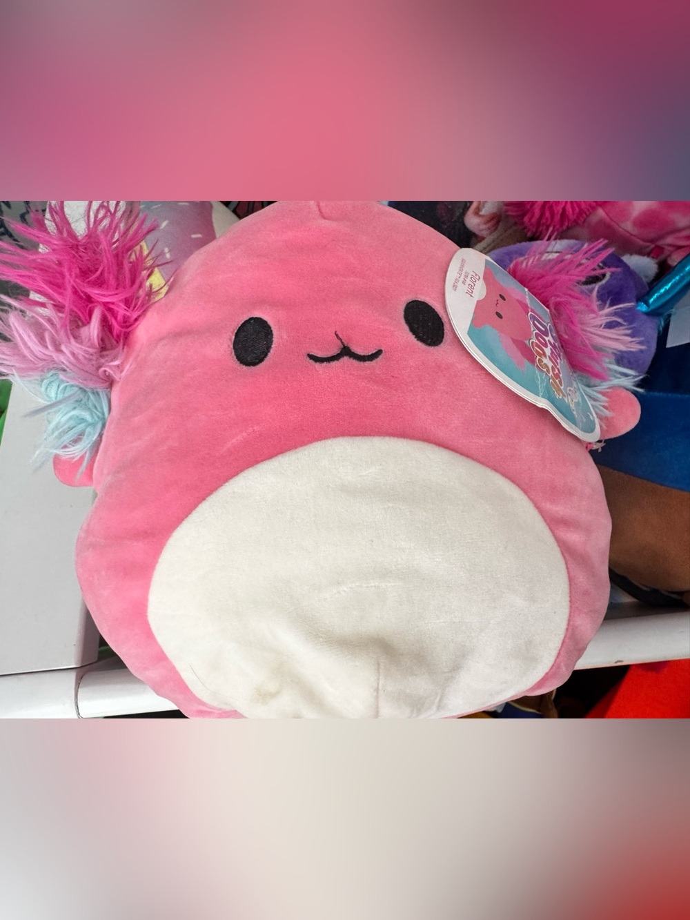 Pink Plush Axolotl Squishmallow-Style Soft Toy